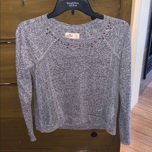 Hollister Grey long sleeve beaded shirt